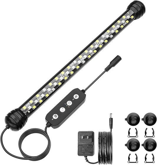 Led Aquarium Light with Timer, Submersible Aquarium Plant Light, Fish Tank Light with Auto On/Off, 3 Lighting Modes, Adjustable Brightness (11 inch for 12-23inch Planted Tank), 7W