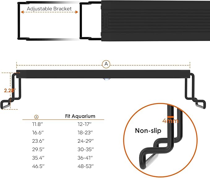 GLOWRIUM LED Aquarium Light with Remote, Full Spectrum Fish Tank Light with Auto Timer, IP67 Waterproof Freshwater Planted Tank Light, Dimmable RGB+W+Moon LEDs with High Performance (12W 18-23inch)