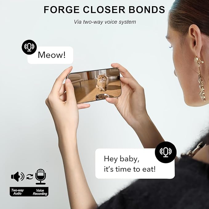 Automatic Cat Feeder with Camera & Voice Interaction, WiFi/App Control, 4L Dry Food Dispenser for Cats & Dogs with Freshness Preservation, Custom Feeding Times & Portions, Dual Power