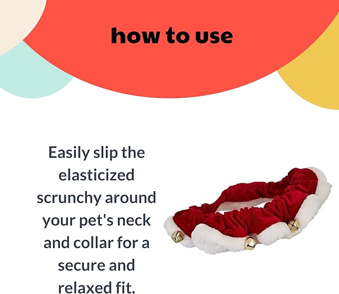 Huxley & Kent Ruff Pet Scrunchy | Santa (Medium) | Festive Christmas/Holiday Neckwear for Dogs/Cats | Fun Stretchable Costume Accessory | Soft Collar with Bells