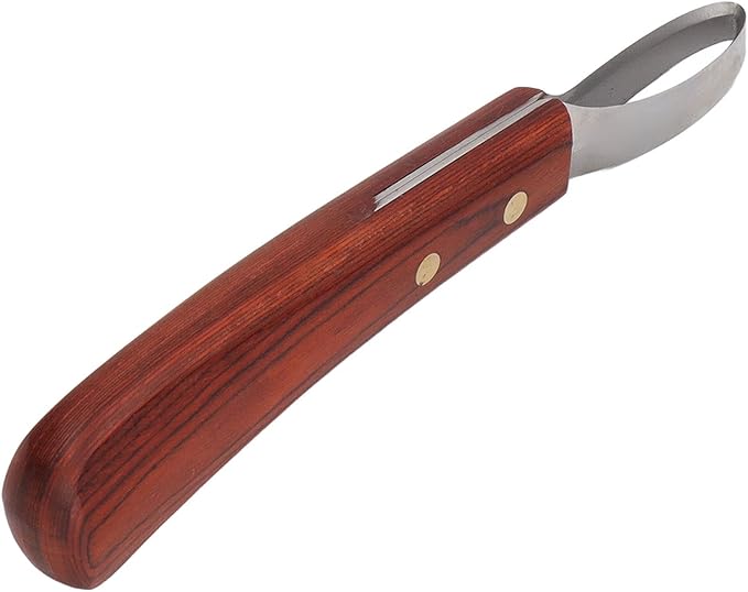 CHICIRIS Hoof Knife, Double Edged Hoof Trimming Knife with Wooden Handle Horse Farrier Tool, Stainless Steel Blade, Multifunctional Cow Horseshoe Knife for Hoof of Cows and Horses