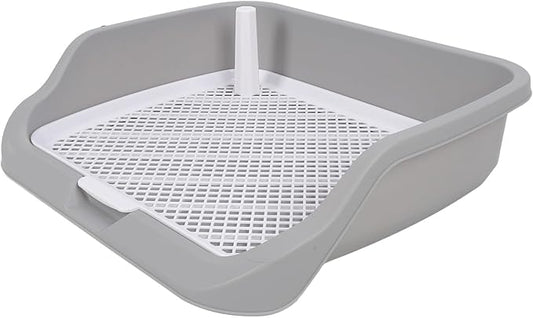 Fabater Dog Potty Toilet Training Tray, Portable Multifunctional Mesh Puppy Training Toilet Pad Holder with Bafflel for Small Dogs Puppies (Gray)