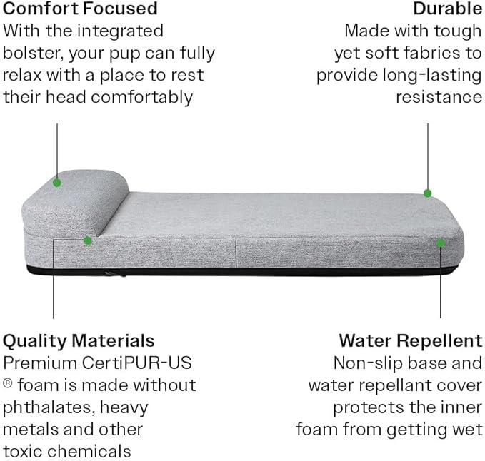 Diggs Bolstr Orthopedic Dog Bed with Headrest - Dog Crate Bed for Evolv Crate & Other Standard Pet Kennels - Durable & Comfortable - (Small)