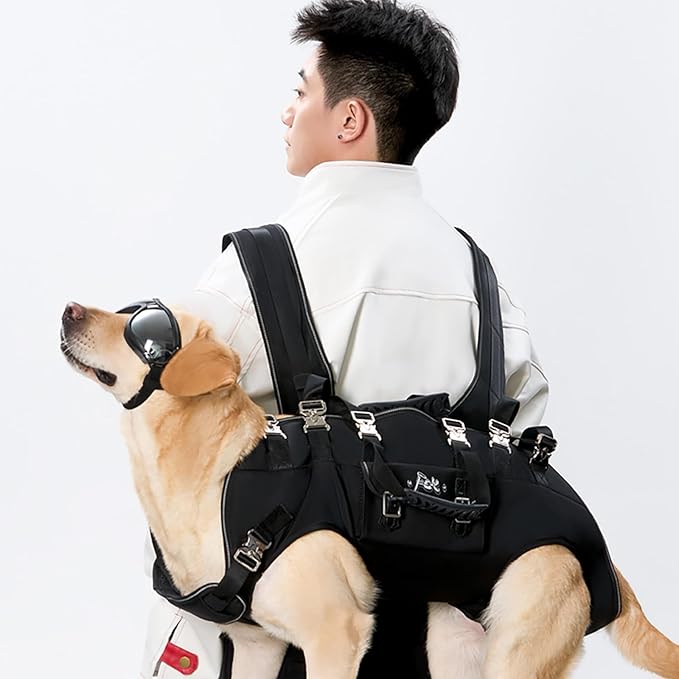 Dog Backpack Carrier - Spine-Friendly for Large Dogs(36-66lbs) Horizontal Design Dog Carrier with Adjustable Back Straps for Joint Injuries, Arthritis, Ideal for Stairs, Elderly Dogs(Size XXL)