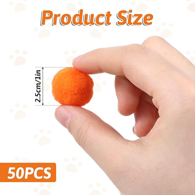 50PCS 1 Inch Cat Toys Balls Kitten Cat Pom Pom Balls Soft Cat Puff Ball Toys Rolling Interactive Cat Toy Ball Cat Nip Balls Fuzzy Balls for Cats Creative Crafts Decorations Assorted Color