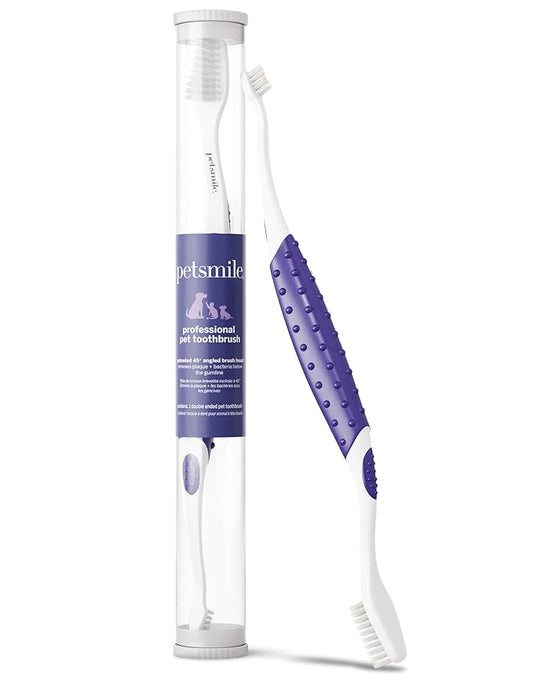 petsmile Professional Pet Toothbrush - Patented 45 Degree Cat & Dog Toothbrush for Small & Large Animals - Pet Accessories for Dental Care - VOHC Approved Teeth Cleaning - Dog Toothpaste Not Included