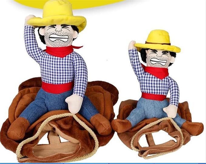 Deluxe Cowboy Rider Pet Costume - Funny Dog Halloween Outfit with Doll and Hat, Adjustable Knight Style Costume for Labs, German Shepherds, and Golden Retrievers, and More (XS)