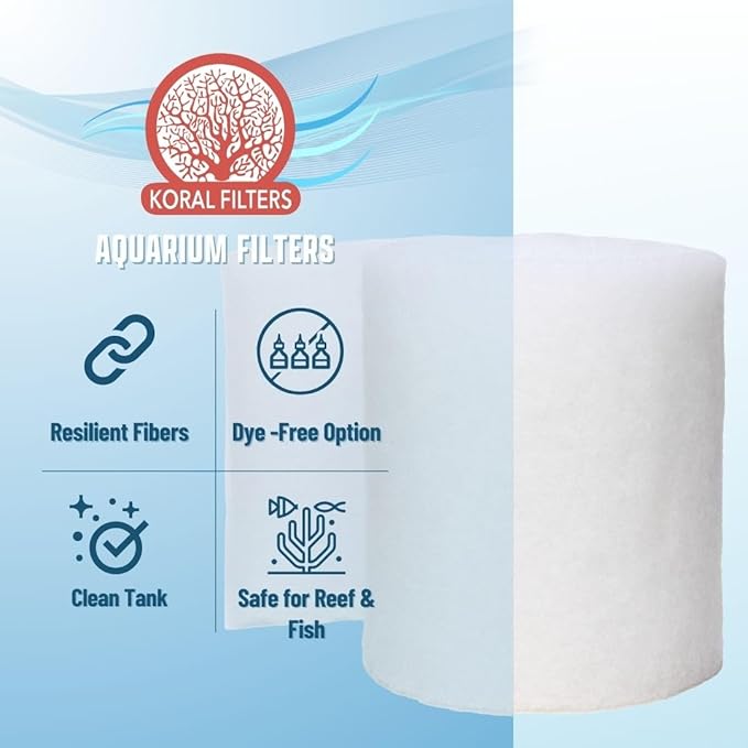 Premium Aquarium Filter Media Pad - Cut-to-Fit Roll, Fresh and Saltwater Safe, Blue & Dye-Free Options, Made in USA (Dye Free, 12"x144" (12 ft) x 0.75")