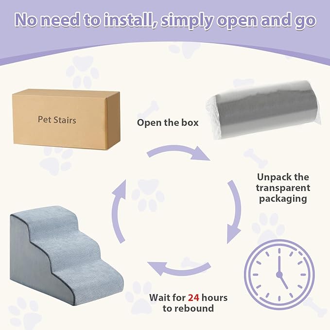 Dog Stairs for Small Dogs, 2-Steps Dog Ramp for Couch, Pet Stairs with Highly Supportive Foam and Non-Slip Bottom, Pet Steps for Cat & Doggie (High 11.8 Inch)