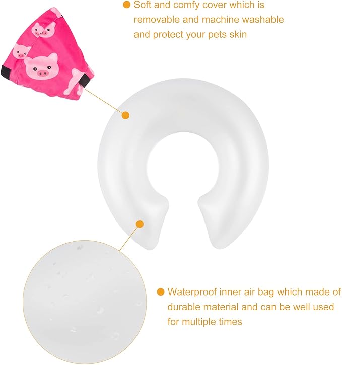 CuteBone Inflatable Dog Neck Donut with Removable Soft Fleece Covers for Small/Medium/Large Dogs and Cats After Surgery GWB01XL