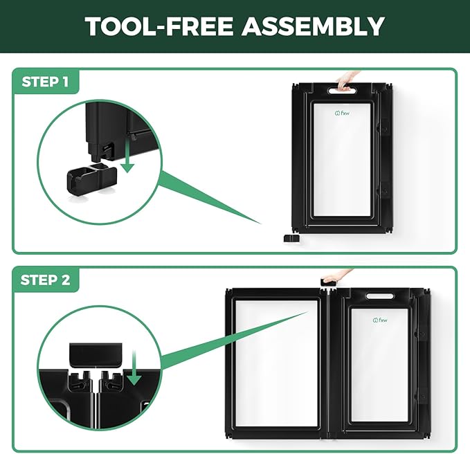FXW AuraSpace Acrylic Indoor Unleashed Dog Playpen for Medium Dogs, 35 Inch, 8 Panels, Black