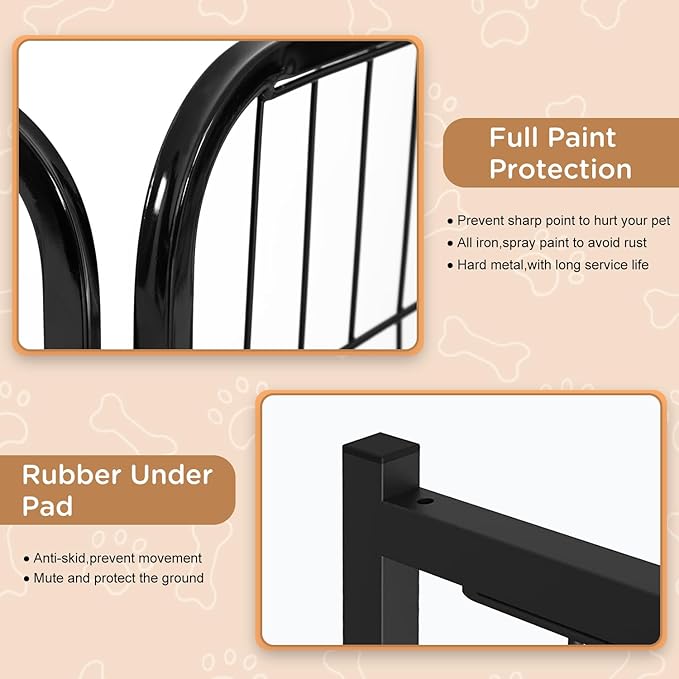 BestPet Dog Playpen Indoor 40 inch 6 Panels Metal Dog Pen Pet Dog Fence Outdoor Exercise Pen with Doors,Pet Puppy Playpen for RV Camping Yard, Black