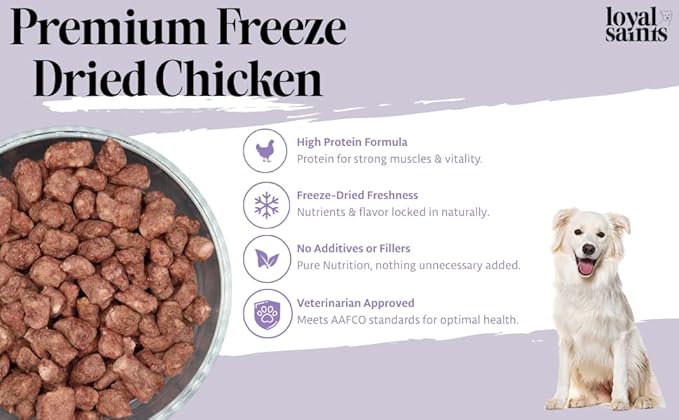Freeze Dried Raw Dog Food - Premium Chicken Flavor with High Protein & Grain Free Dog Food for Small or Large Breeds and Picky Eaters - Versatile as Meal Topper, Pet Snack & Treats, 5 Oz