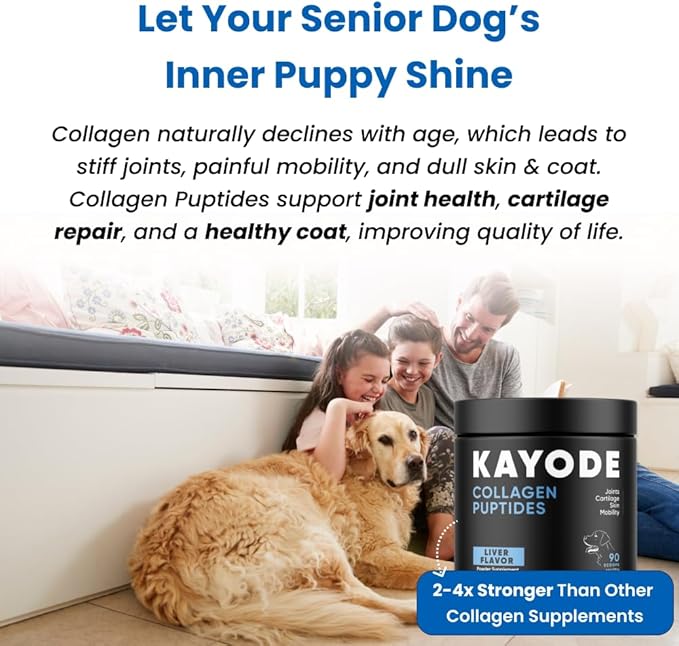 Collagen Puptides - Collagen for Dogs | Premium Dog Joint Supplement | 2X The Amount As Liquid Droppers | Great for Senior & Adult Dogs. Includes Omega 3.