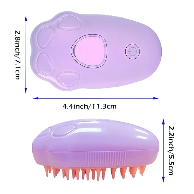 Steam Brush for Cats, Spray Comb Mist Brush, Rechargeable Steam Pet Brush for Dogs and Cats, Self-Cleaning 3-in-1 Cat Hair Brush with Steam for Long and Short Hair for Cats and Dogs (purple)