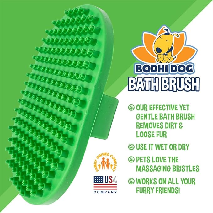 Bodhi Dog Shampoo Brush - Pet Grooming & Bath Supplies for Dogs and Cats - Bath Brush for Long & Short Hair - Premium Scrubber for Shower, Bathing & Massage (One Pack, Green)