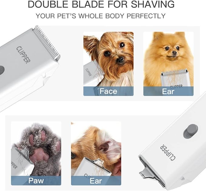 Dog Cat Home Hair Waterproof Clipper Portable Electric USB Rechargeable Pet Grooming Tools Low Noise Shaver Cordless Trimmer for Small and Large Pets