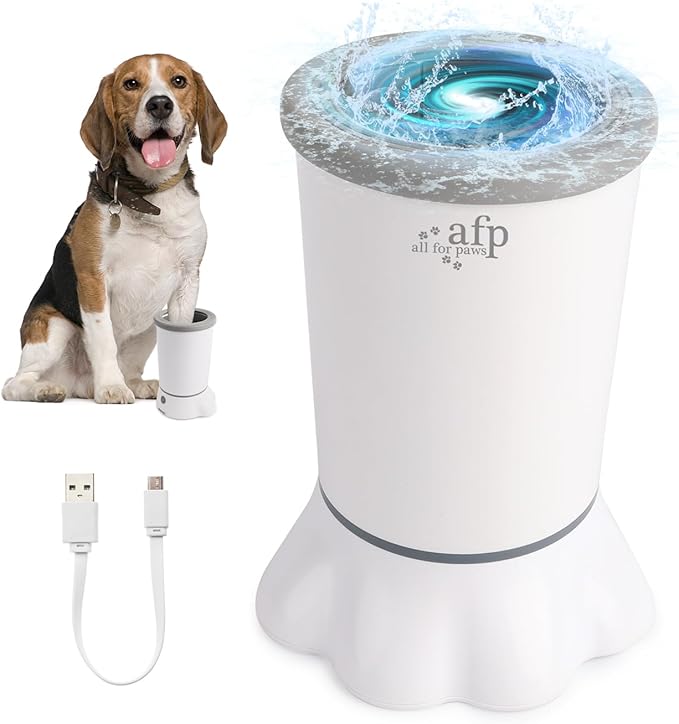 ALL FOR PAWS Low Noise Automatic Dog Paw Cleaner Electric Dog Paw Washer Cup for Dog Muddy Claws, USB Rechargeable Pet Foot Washer for Small and Medium-Sized Dogs