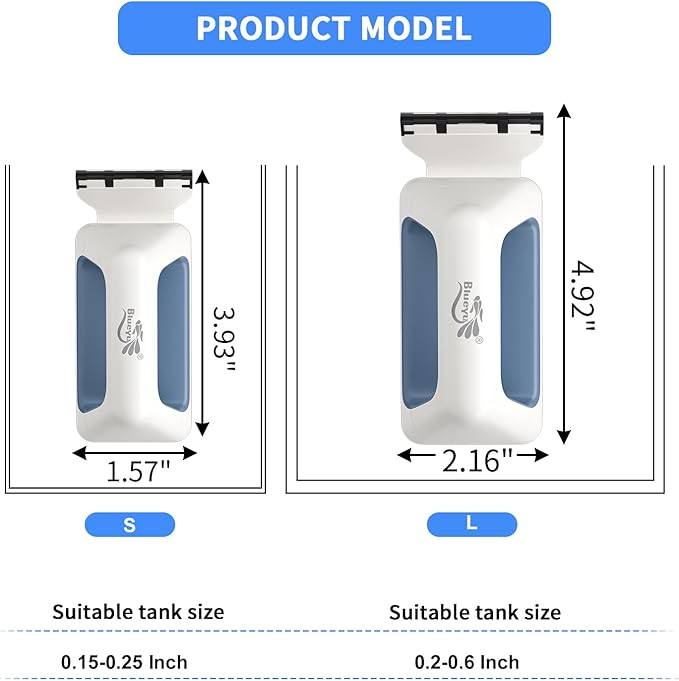 Magnetic Aquarium Fish Tank Glass Cleaner, Floating Aquarium Magnetic Brush, Algae Scraper Glass Cleaner Scrubber for 0.2-0.6 Inch Thick Glass Fish Tank (L)