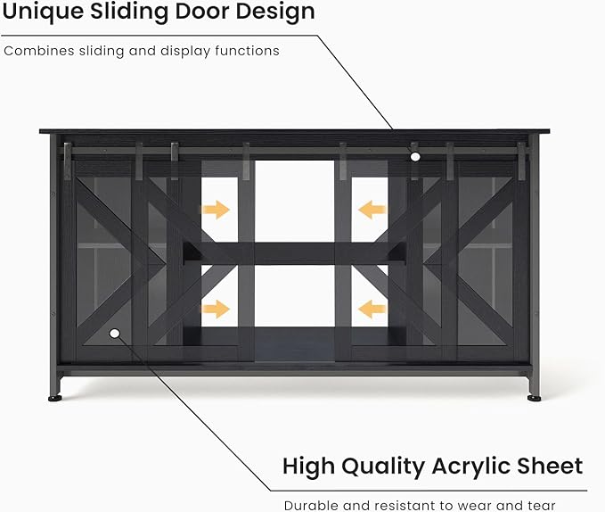 55-75 Gallon Aquarium Stand Heavy Duty Steel Frame, Fish Tank Cabinet with Accessories Storage for Reptile Terrarium & Turtle Tank - 1000lbs Capacity (Black)