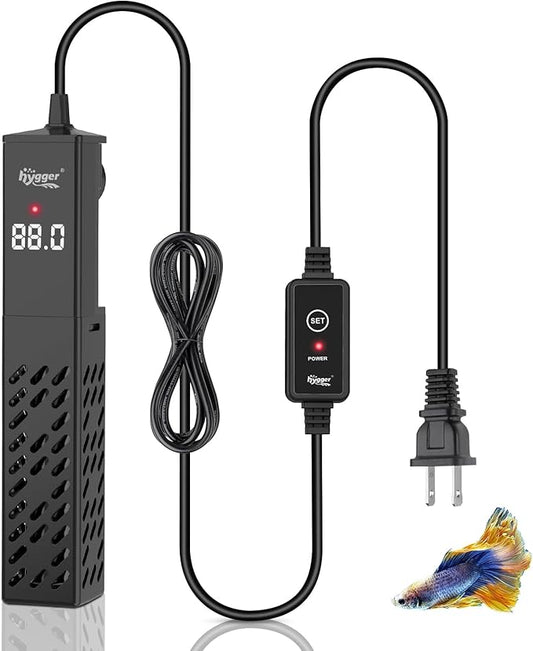 hygger Upgrade Ceramic Aquarium Heater, 200W Digital Fish Tank Heater with Automatic Power-Off and Over-Temperature Protection, Energy Saving Submersible Aquarium Heater for Freshwater and Saltwater