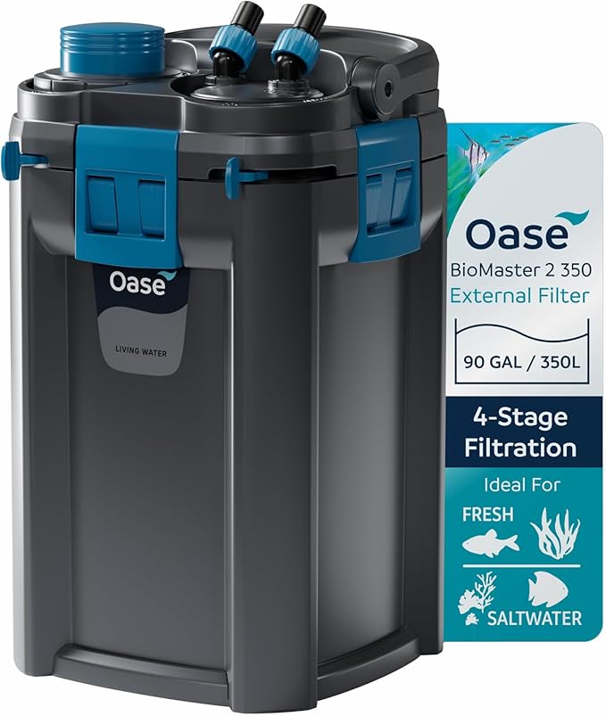 OASE BioMaster 2 350 Canister Filter for Aquariums – External Aquarium Filter with EasyClean Pre-Filter – Quiet Performance – Freshwater & Saltwater, Up to 90 Gallons