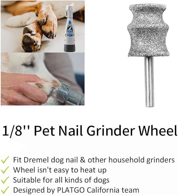 Diamond Dog Nail Grinder for Dremel, Diamond Nail Drill Bits for Dogs&Pets Nail Care, 1/8'' Nail Dremel Tool for Dogs, for Animals Nail Care & Home Grinder Tools