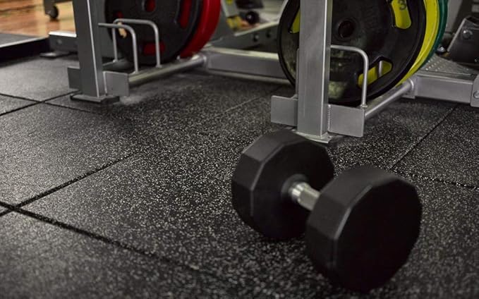 American Floor Mats - Extreme Rubber Gym Tiles - 1 Inch Thick Colorful Rubber Gym Tiles - Superior Shock and Sound Absorbing Tiles - 35% Purple/Grey/White 10 Tile Pack (Covers 40 Sq Ft)