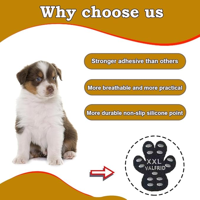 Dog Paw Anti-Slip Grips to Keeps Dogs from Slipping On Hardwood Floors,Best for Summer Hot Pavement,Self Adhesive Resistant Dog Shoes Booties Socks Replacement XXL 24 Pieces