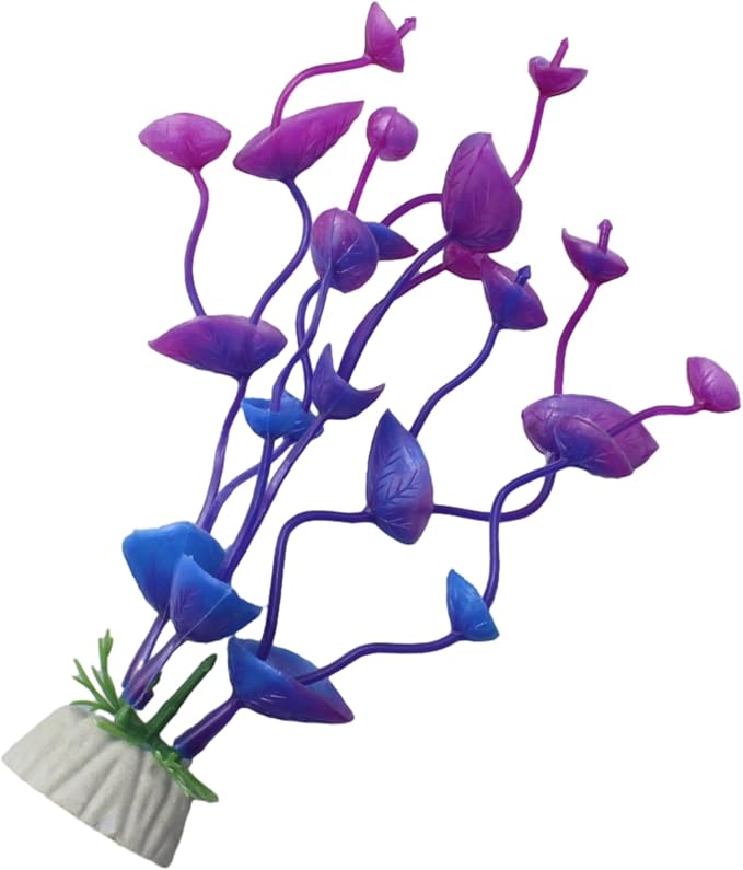 4 Pcs Green Artificial Plastic Plants Fish Tank Plants Fish Aquarium Decoration (Purple)