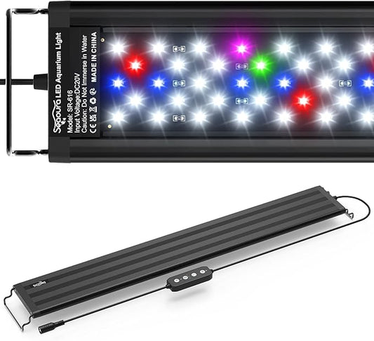 Led Aquarium Light for Plants-Full Spectrum Fish Tank Light with Timer Auto On/Off, 24-30 Inch, Adjustable Brightness, White Blue Red Green Pink LEDs with Extendable Brackets for Freshwater