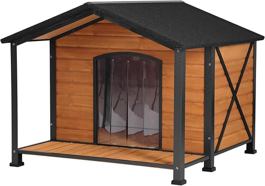 Dog House Outdoor & Indoor Unique All-Around Iron Frame Dog Kennel for Winter with Raised Feet for Small & Medium & Large Dogs,Weatherproof Roof (41.6 “L×41.4”W×34.1“H)