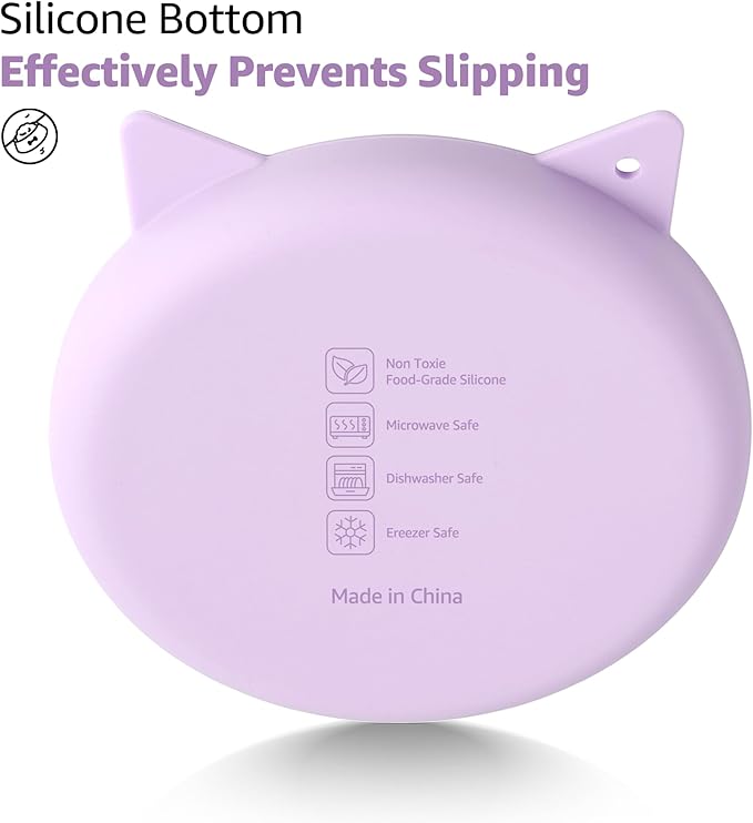Coomazy Silicone Slow Feeder Dog Cat Bowls, Interactive Puzzle Toy for Pets Dry/Wet Food Training, Keeps Dogs Cats Busy, Prevents Puppy Kitty Overeating (Purple, 0.8 Cup)