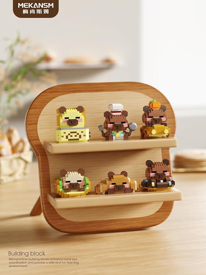 Croissant Cute Capybara Baking Bread Series Mini Building Toy Kawaii Animals Set Micro Adorable Pet Buildings Small Bricks Gifts Toys