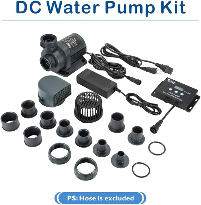 Hygger 24V DC Water Pump with LCD Display Controller - Inline/Submersible Saltwater Aquarium Return Pump for Coral Reef Tank Sump - 2120 GPH
