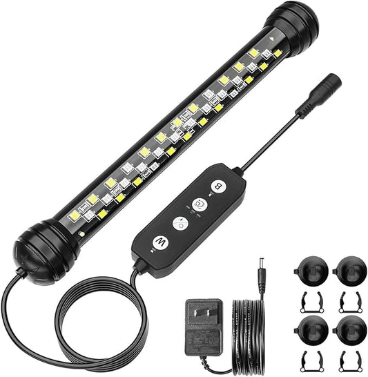 Led Aquarium Light with Timer, Submersible Aquarium Plant Light, Fish Tank Light with Auto On/Off, 3 Lighting Modes, Adjustable Brightness (7 inch for 7.8-17inch Planted Tank), 5W