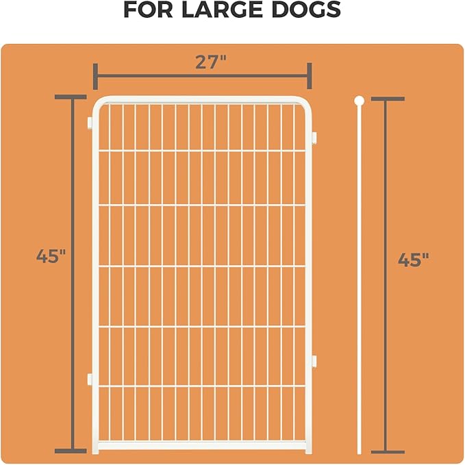 FXW Homeplus Unleashed Indoor Dog Playpen - Stress-Free and Safe Play, Heavy Duty 45 Inch 4 Wire Panels Dog Pen for Large Dogs, White│Patented