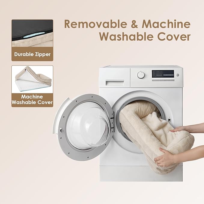 EHEYCIGA Memory Foam Dog Bed for Large Sized, Orthopedic Dog Sofa with Sides and Waterproof Liner, Washable Bolster Pet Bed Couch with Removable Cover, 36x27x7 Inch, Beige