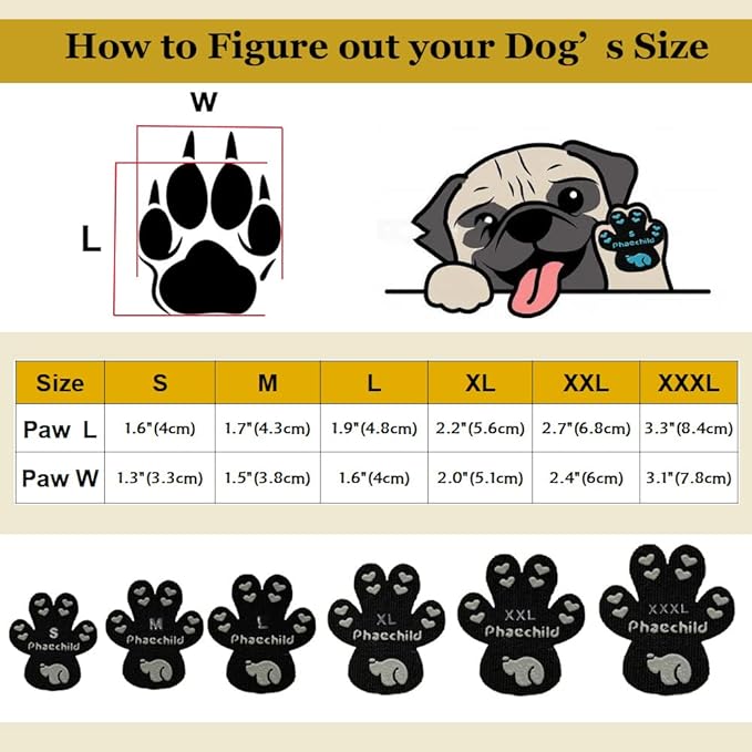 Dog Paw Pads Anti-Slip Grips,Dog Paw Protectors for Senior Dogs on Hot Pavement,Provides Traction to Keep Them from Slipping on Smooth Floors 20 sets-80 Pads Black XXXL