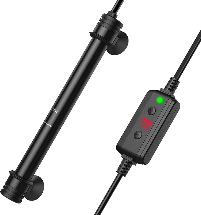 NICREW 200W Aquarium Heater with Temperature Adjustable Controller & Dual Sensors, 30-50 Gallon Submersible Fish Tank Heater, Overheat Protection