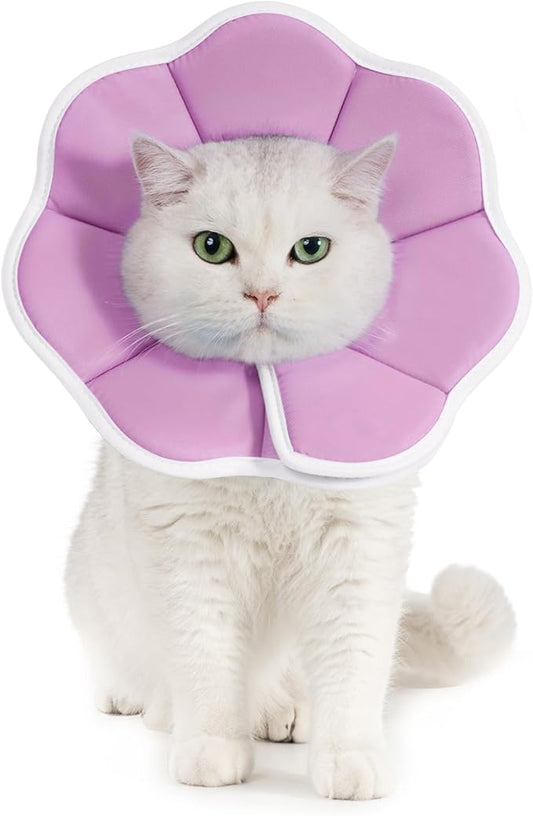 Avont Soft Cat Recovery Cone Collar, Adjustable Lightweight Kitten E-Collar for Small Dogs, Comfortable Neck Donut Stop Licking Scratching After Surgery -Purple(S)