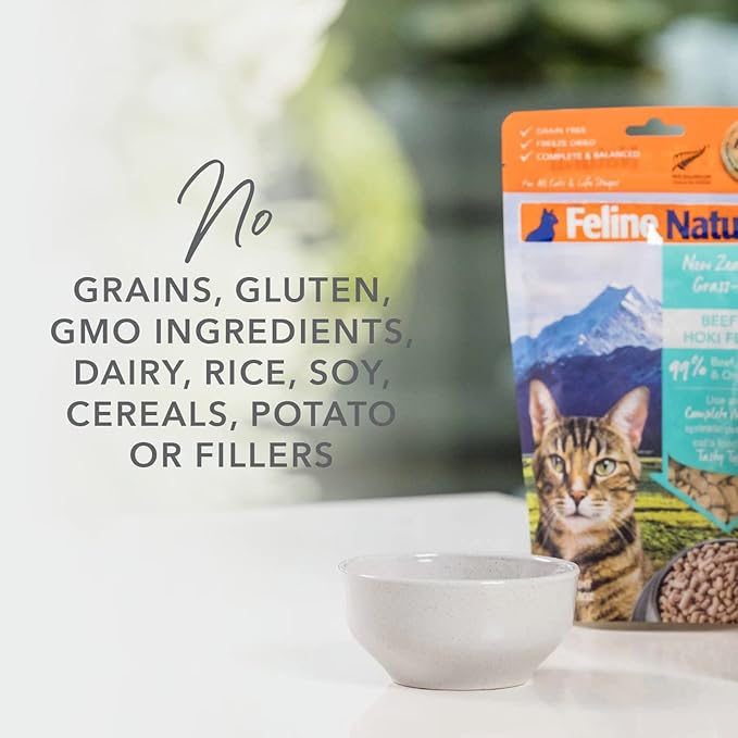 Feline Natural High Protein Dry Cat Food, Freeze-Dried Diet with 98% Meat, Organs & Seafood, No Peas, Grains, or Artificial Additives, Made in New Zealand, Lamb, 11oz