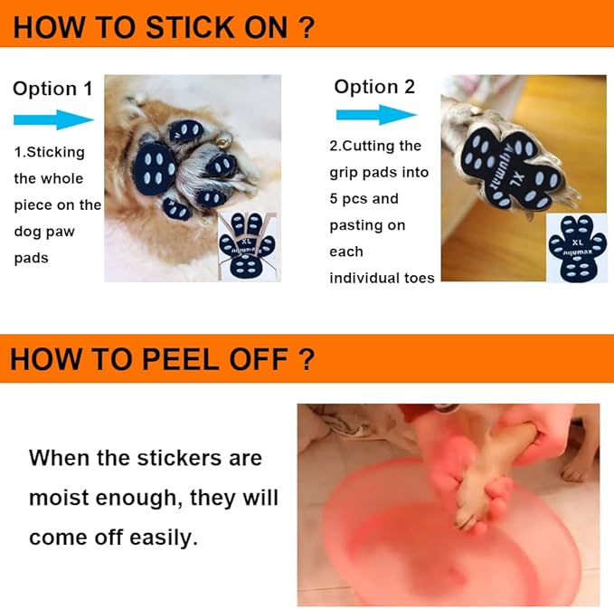 Dog Paw Protector Gripper Traction Pads,Dog Paw Covers,Foot Stickers in Summer Hot/Winter Cold Pavement,Dog Shoes Booties Socks Replacement,12 Sets (48 pcs) XXXL Black