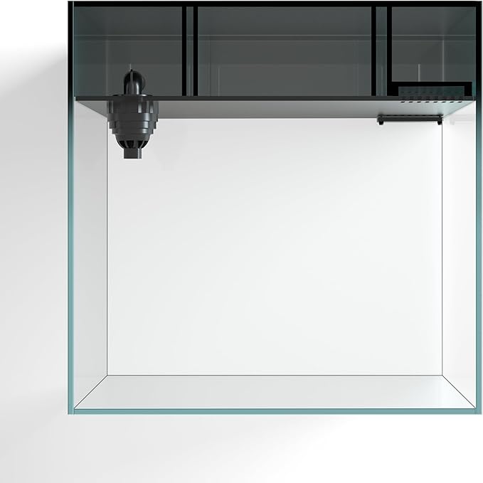 LANDEN 40C 11 Gallon Ultra Clear Glass Rimless Low Iron Aquarium Tank with Rear Filtration Chamber(Return Pump Included) for Salt and Fresh Water,15.8Wx15.8D×15.8H in(40x40x40cm) 6mm Thickness