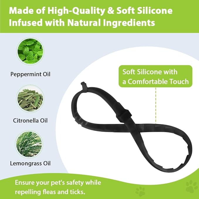 4 Pack Flea and Tick Collar for Cats, Natural Plant Oil Formula Cat Flea Collar Provides 32-Month Protection for Flea Tick Prevention, Waterproof & Adjustable Cat Flea Treatment for Most Cats