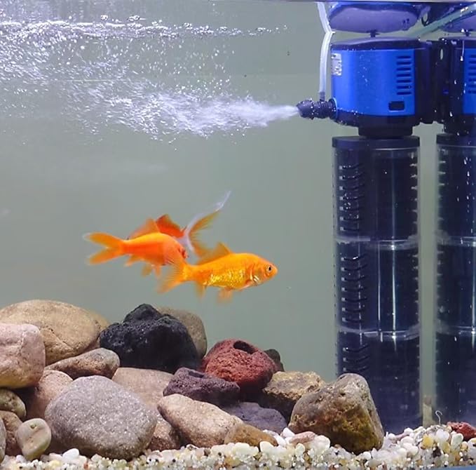 TARARIUM Aquarium Filter 260GPH for 30-55 Gallon Fish Tank, Biochemical Quiet Submersible Internal Filtration Powerful Pump Air Supply Wave Maker 4 in 1, Saltwater & Freshwater Crystal Clear