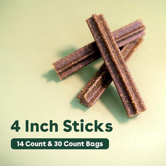 Pupford Dental Chews for Dogs, All-Natural 4-Inch Sticks for Plaque, Tartar & Bad Breath, Grooved Texture, Limited Ingredients, Made in USA (14 Count)