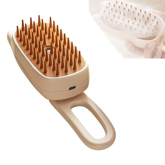 Pet Grooming Brushm,Cat Brush,3 In1 Spray Cat BrushSelf-Cleaning Wet Dog Comb with USB Rechargeable & Water Tank,Suitable for Dogs,Cats to Reduces Flying Hair (Apricot color)