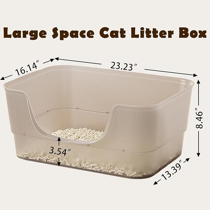 Extra Large Cat Litter Box with Clear Jelly Color,High Sided Litter Box for Big Cats,XL Cat Litter Box for Multiple Cats,Jumbo Cat Litter Box,Giant Kitty Litter Box,Anti-Splashing,Easy to Clean