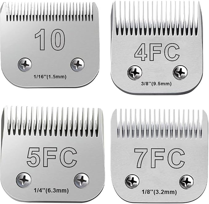 4Pack Dog Grooming Blades Compatible with Andis Dog Clippers,Dog Clipper Blades Compatible with Oster A5,Wahl km10 Dog Clippers for Animal Dog Cat Horse,Stainless-Steel Blade Sharp